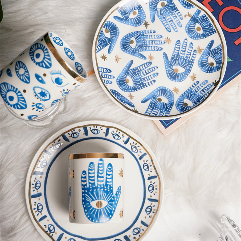 Evil Eye Ceramic Mug & Plate Set