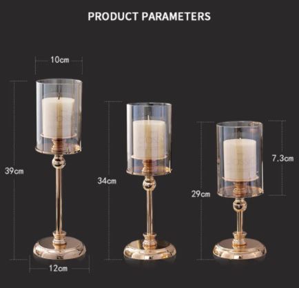 Champagne Metal Candle Holder Set